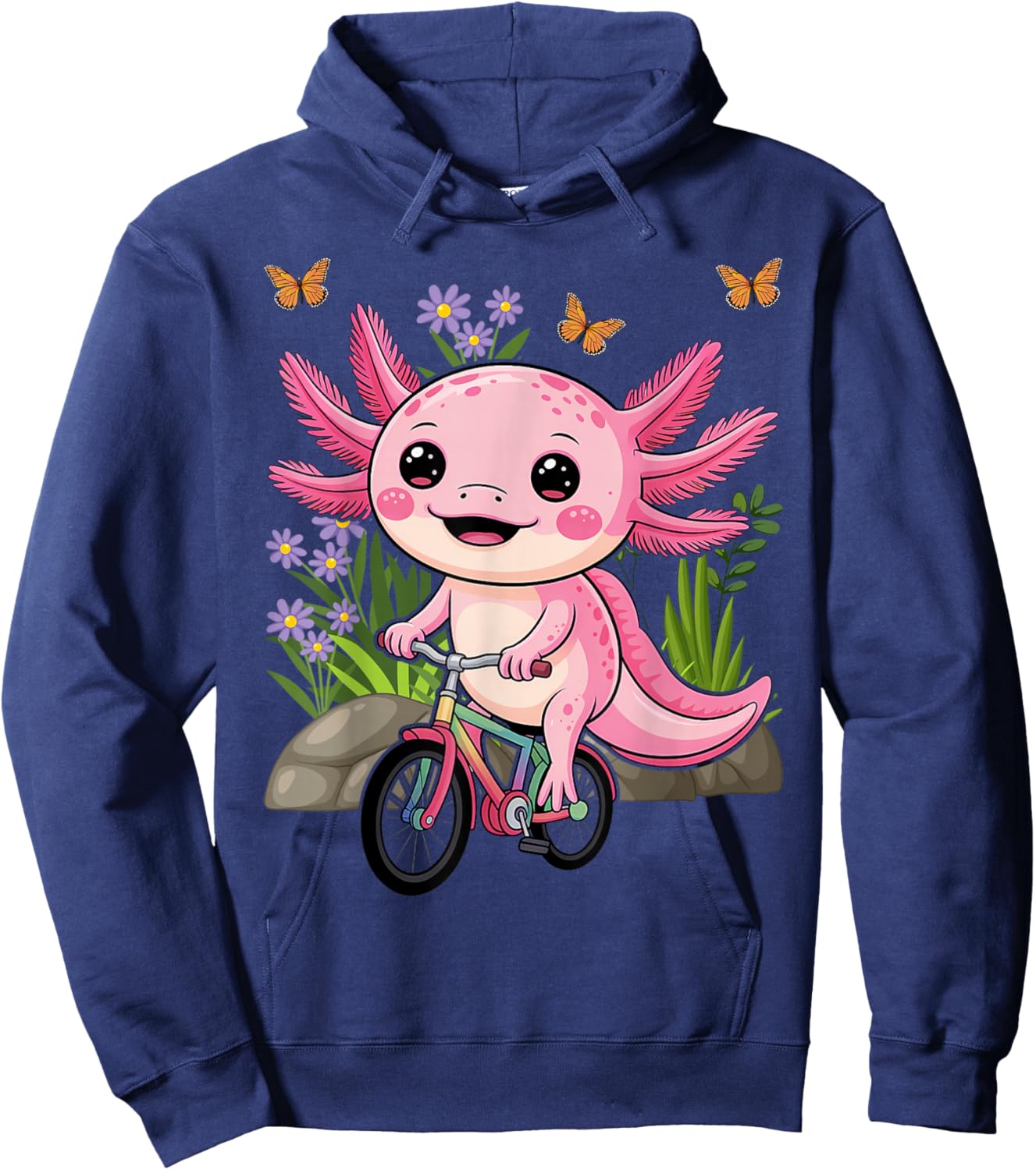Axolotl Lover Kids Bicycle Riding Bike Hoodie - Hoodie | Navy