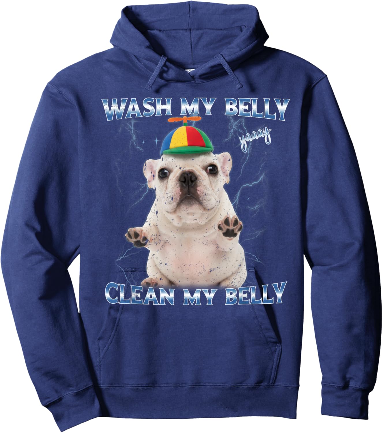 Pibble Wash Clean My Belly Funny Meme Hoodie - Hoodie | Navy