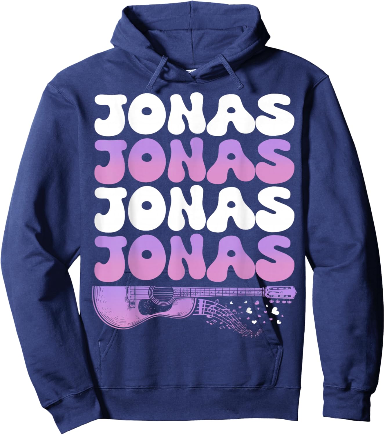Retro Jonas First Name I Love Jonas 80's Groovy Hoodie - Hoodie | Navy