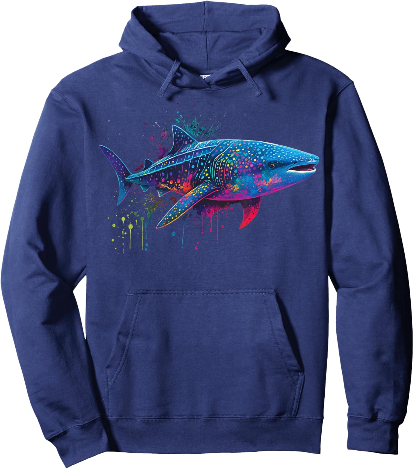 Whale Shark Colorful Watercolor Hoodie - Hoodie | Navy