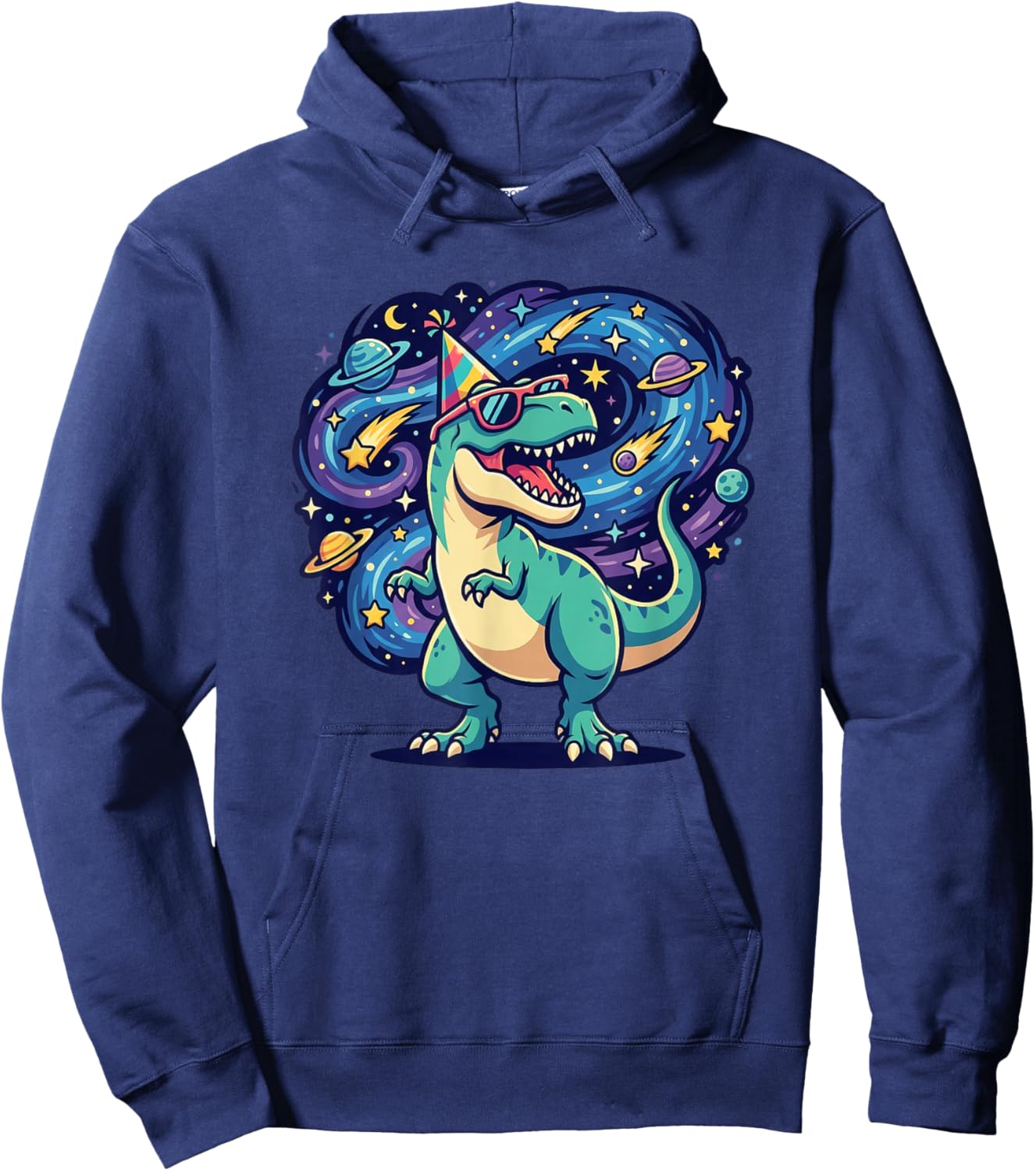 T Rex Space Birthday Party Dinosaur for Kids Hoodie - Hoodie | Navy