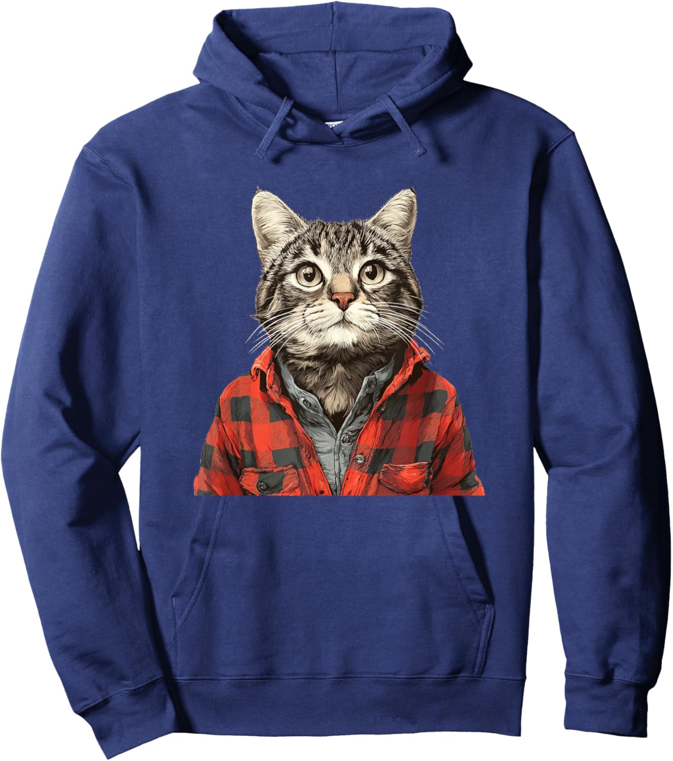 Awesome Flannel Cat Look Hoodie - Hoodie | Navy