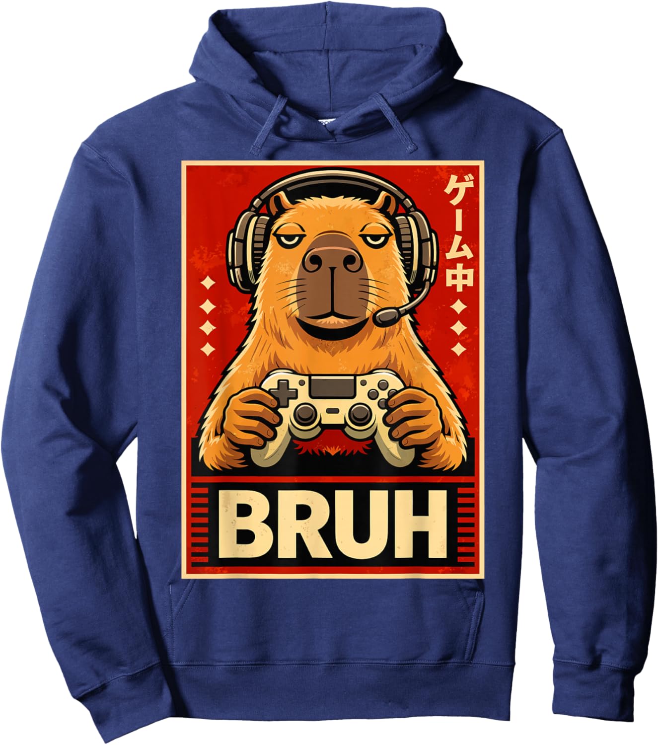 Bruh Gamer Capybara Funny Animal Gaming Design Hoodie - Hoodie | Navy