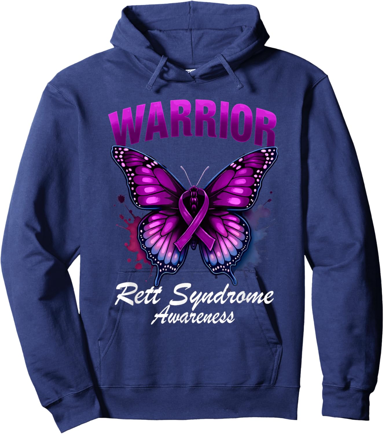 Splash Butterfly Rett Syndrome Awareness Hoodie - Hoodie | Navy
