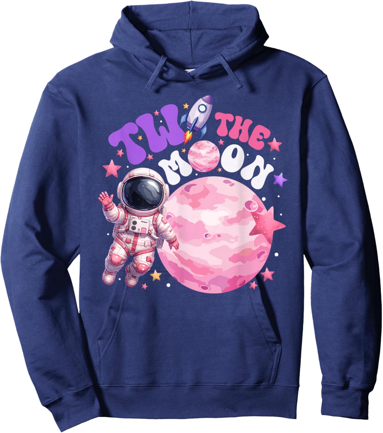 Two The Moon Astronaut 2 Years Old Girl Toddler Hoodie - Hoodie | Navy