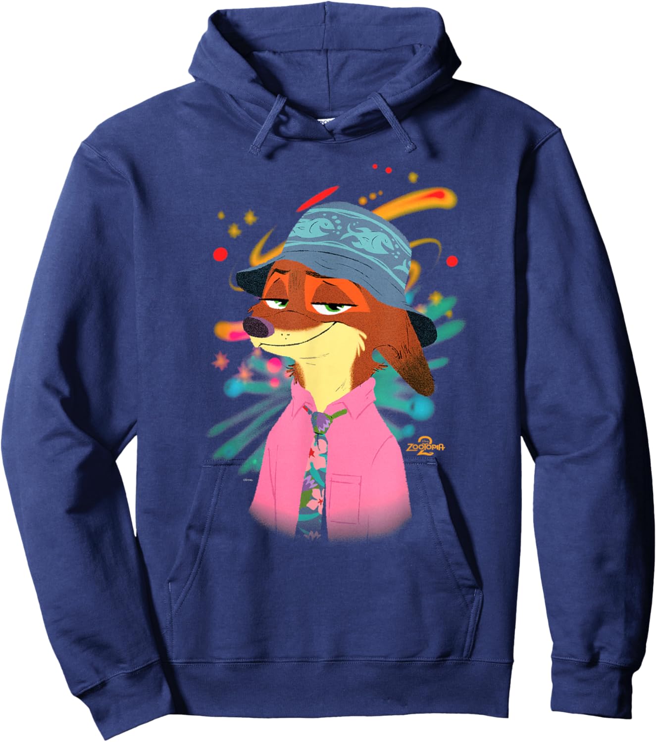Disney Zootopia 2 Nick Wilde in Hawaiian Attire Hoodie - Hoodie | Navy