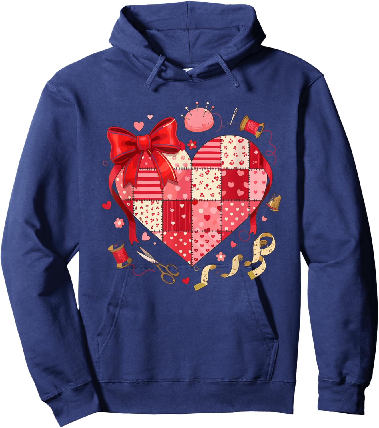 Patchwork Heart Quilting Vintage Country Charm Hoodie - Hoodie | Navy