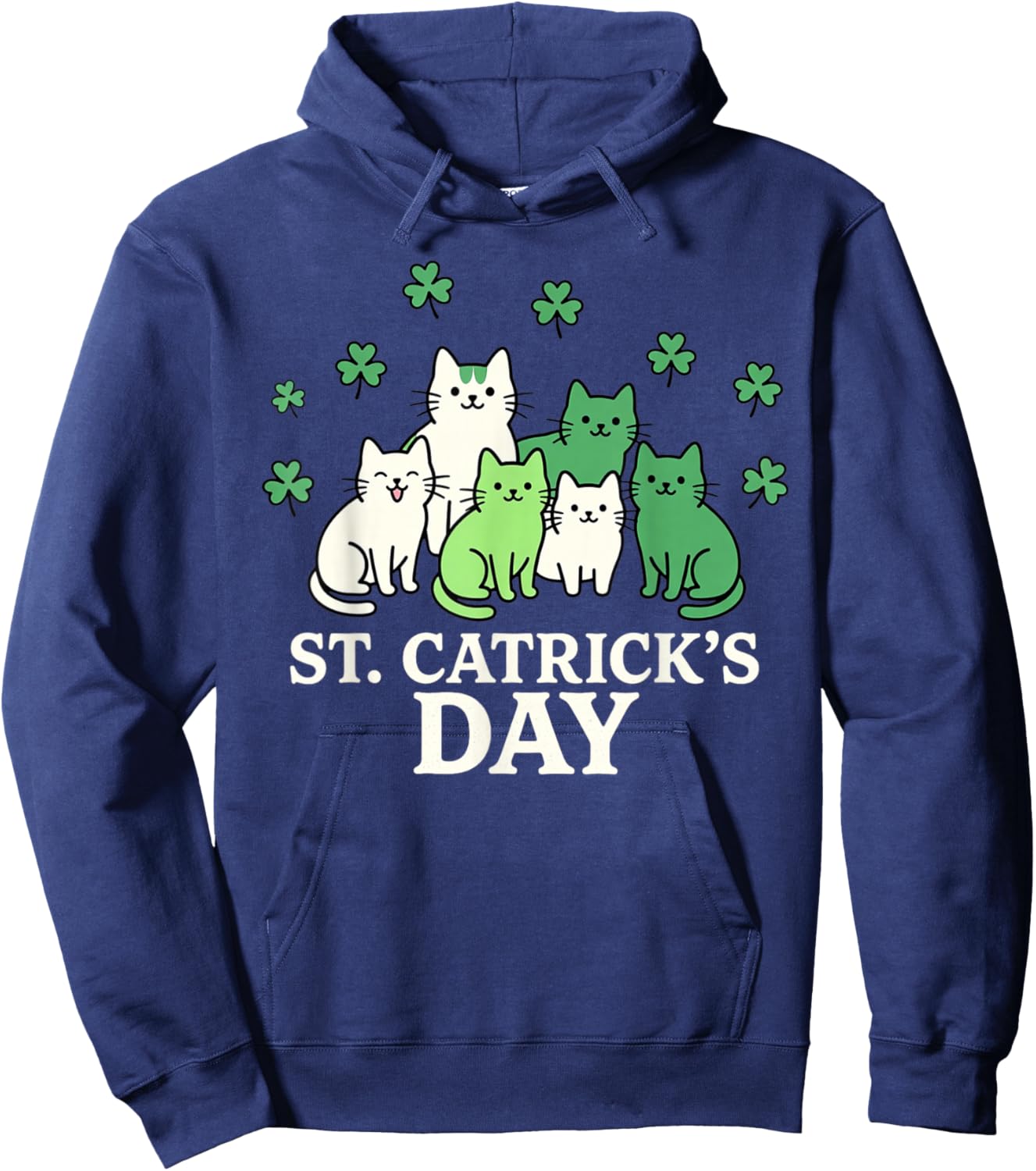 St Patricks Catricks Day Funny Cats Hoodie - Hoodie | Navy