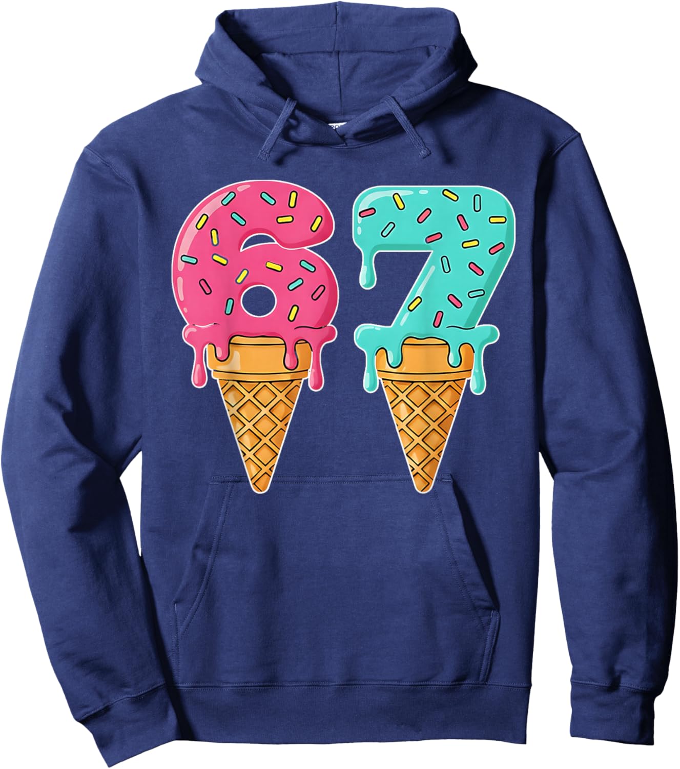 Baseball Drip Ice Cream 67 Baseball Hoodie - Hoodie | Navy