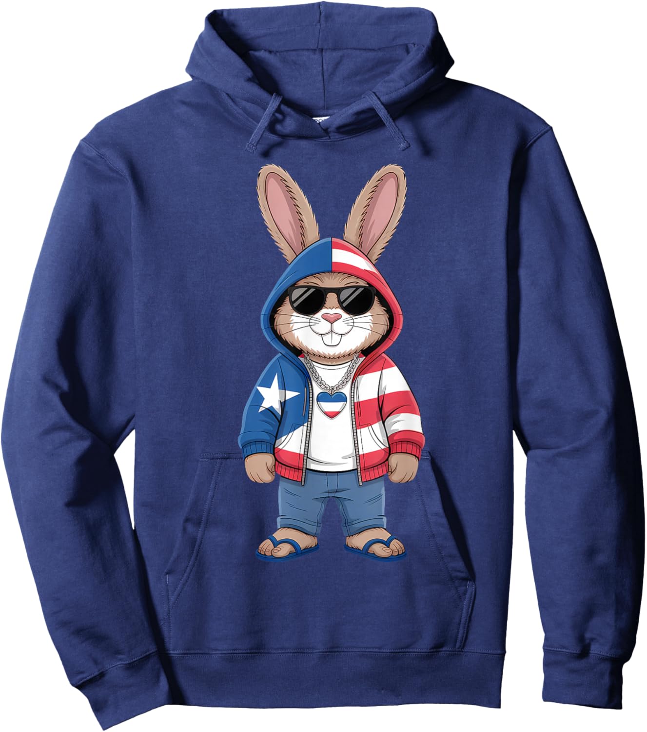 Puerto Rico Flag Rabbit Puerto Rican Bunny Hoodie - Hoodie | Navy