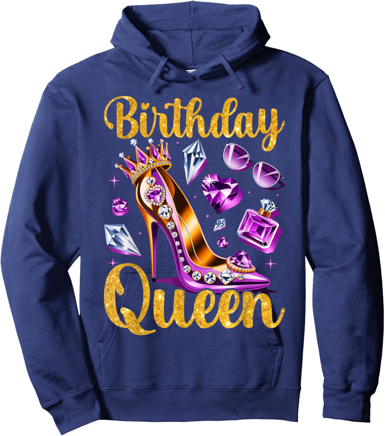 Queen Happy Birthday Party Girls Women Hoodie - Hoodie | Navy