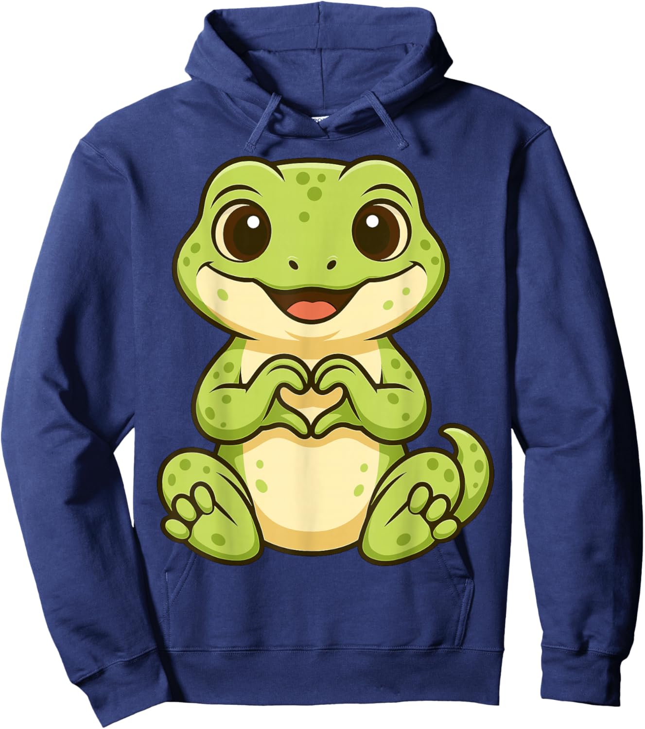 Gecko Doing Heart with Hands Valentines Day Hoodie - Hoodie | Navy
