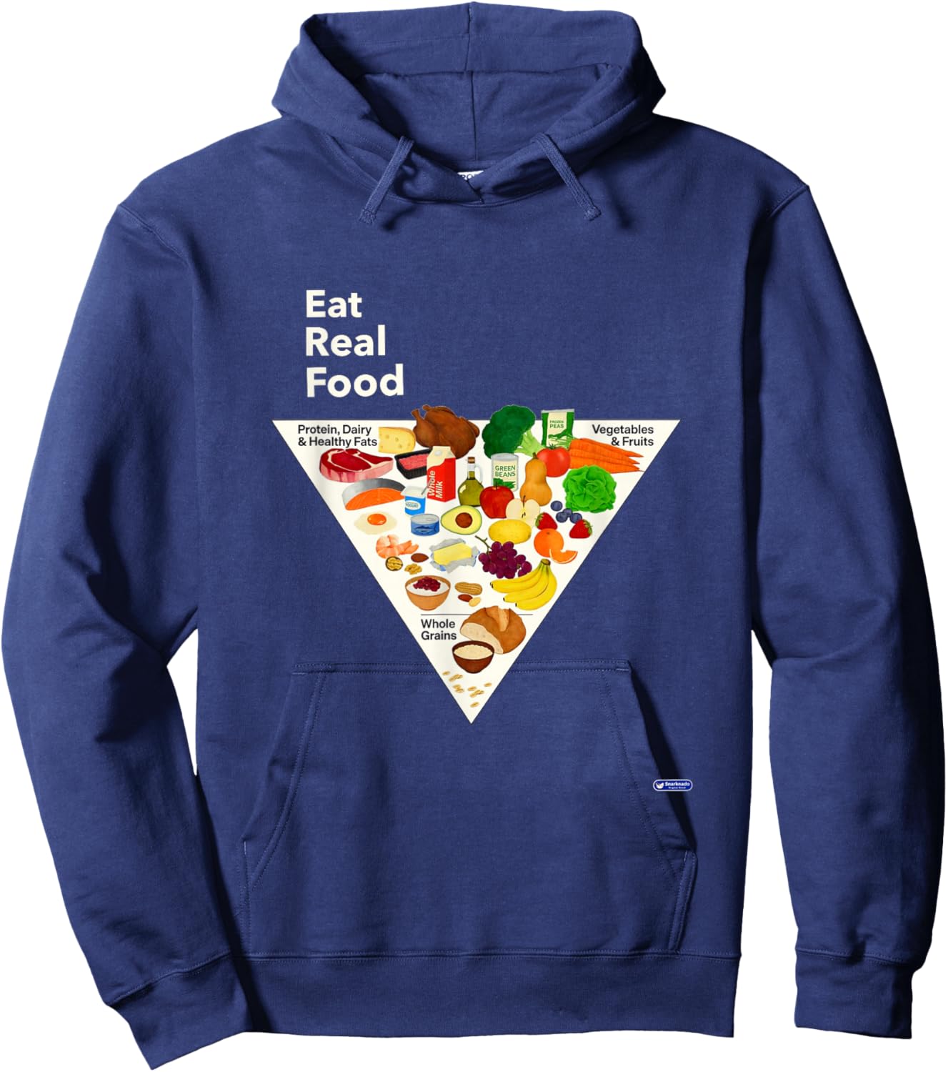 Eat Real Food New Food Pyramid 2026 Hoodie - Hoodie | Navy