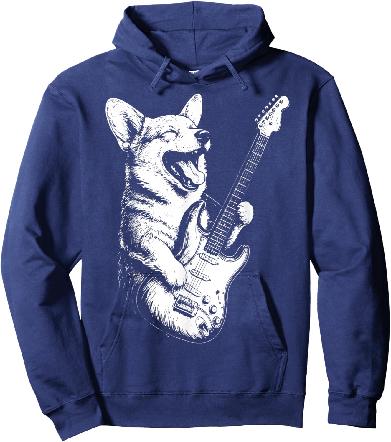Corgi Playing Guitar Hoodie - Hoodie | Navy