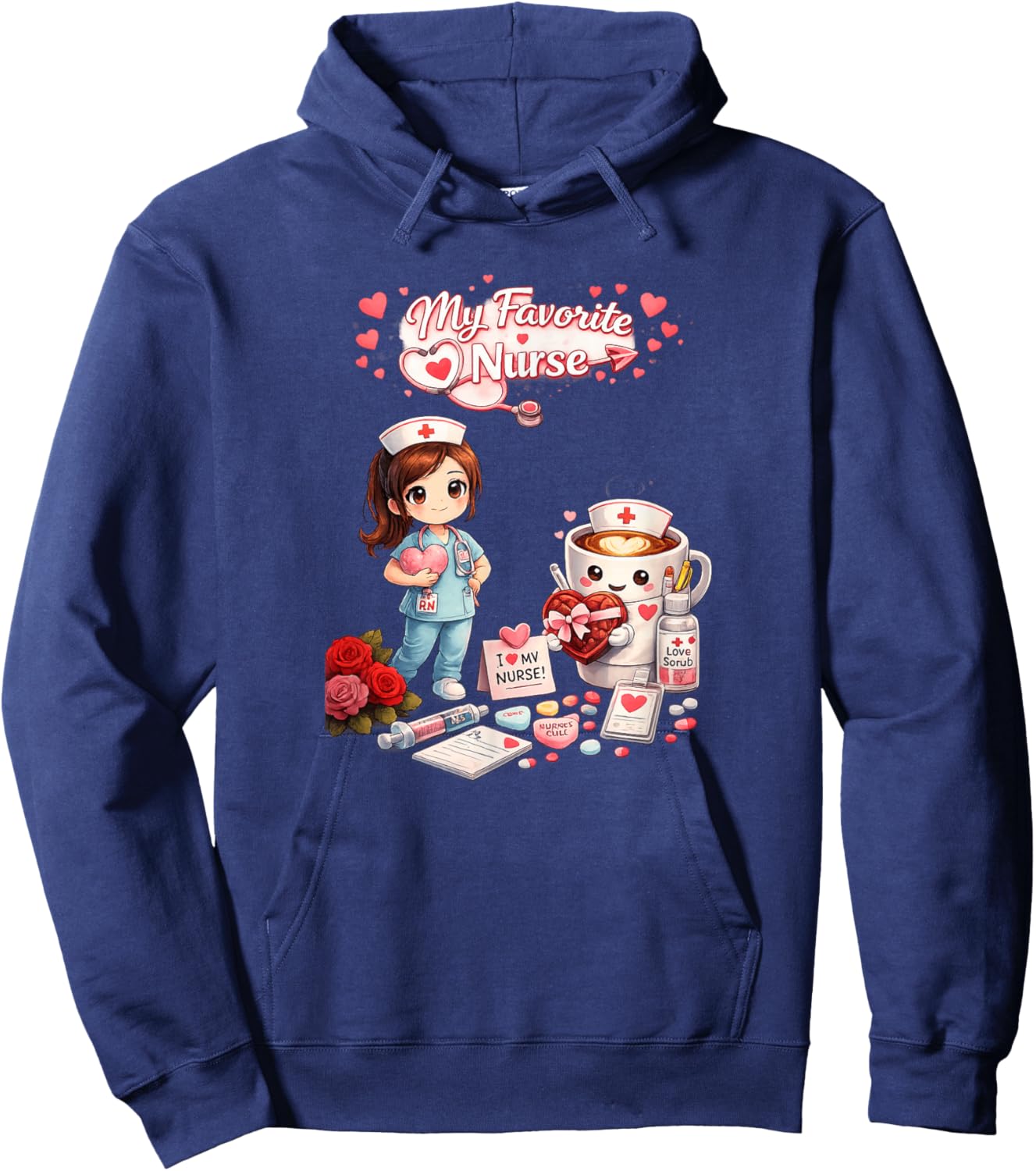 Nurse be My Valentine Hoodie - Hoodie | Navy
