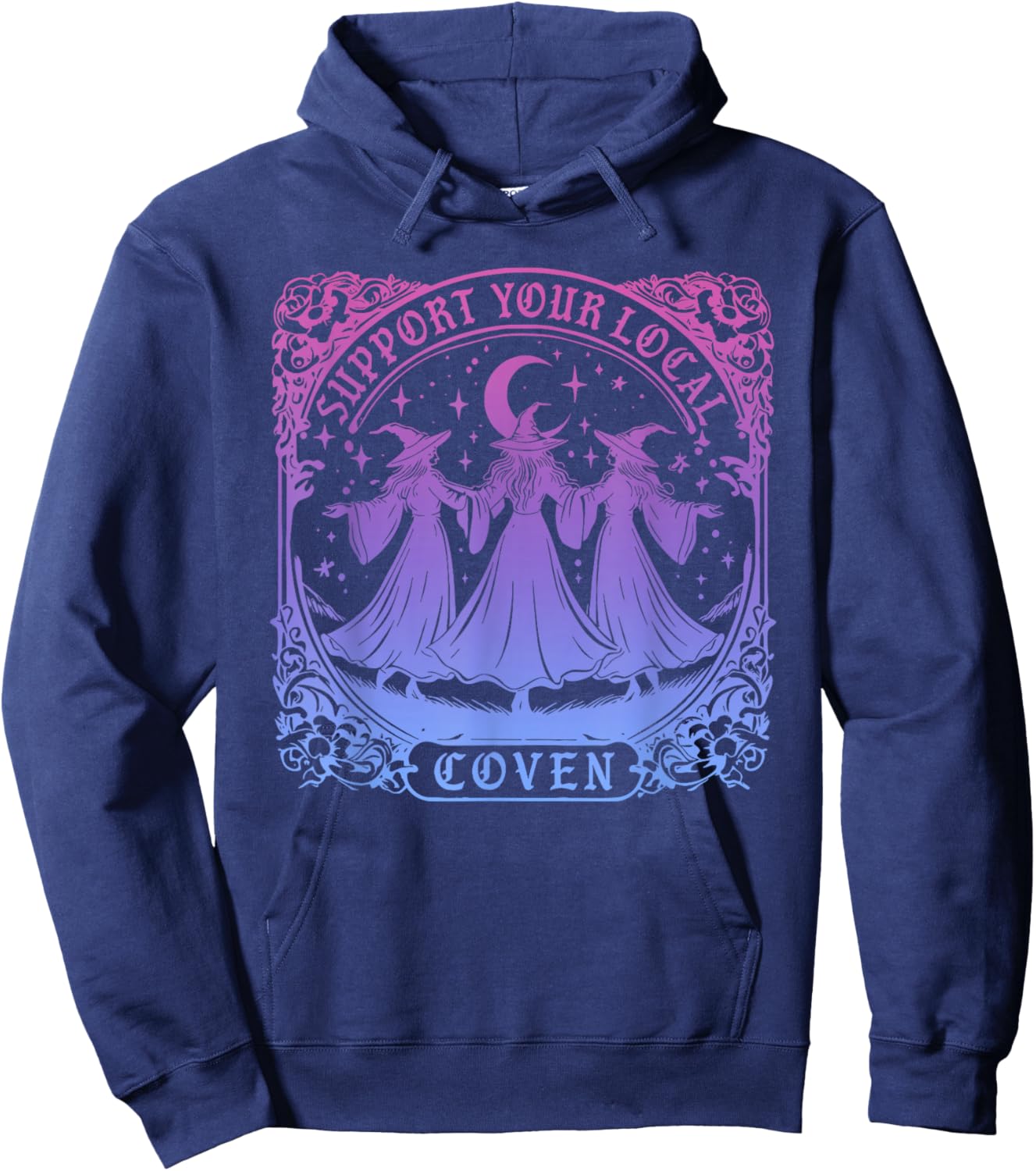 Support Your Local Coven Funny Witch Halloween Hoodie - Hoodie | Navy