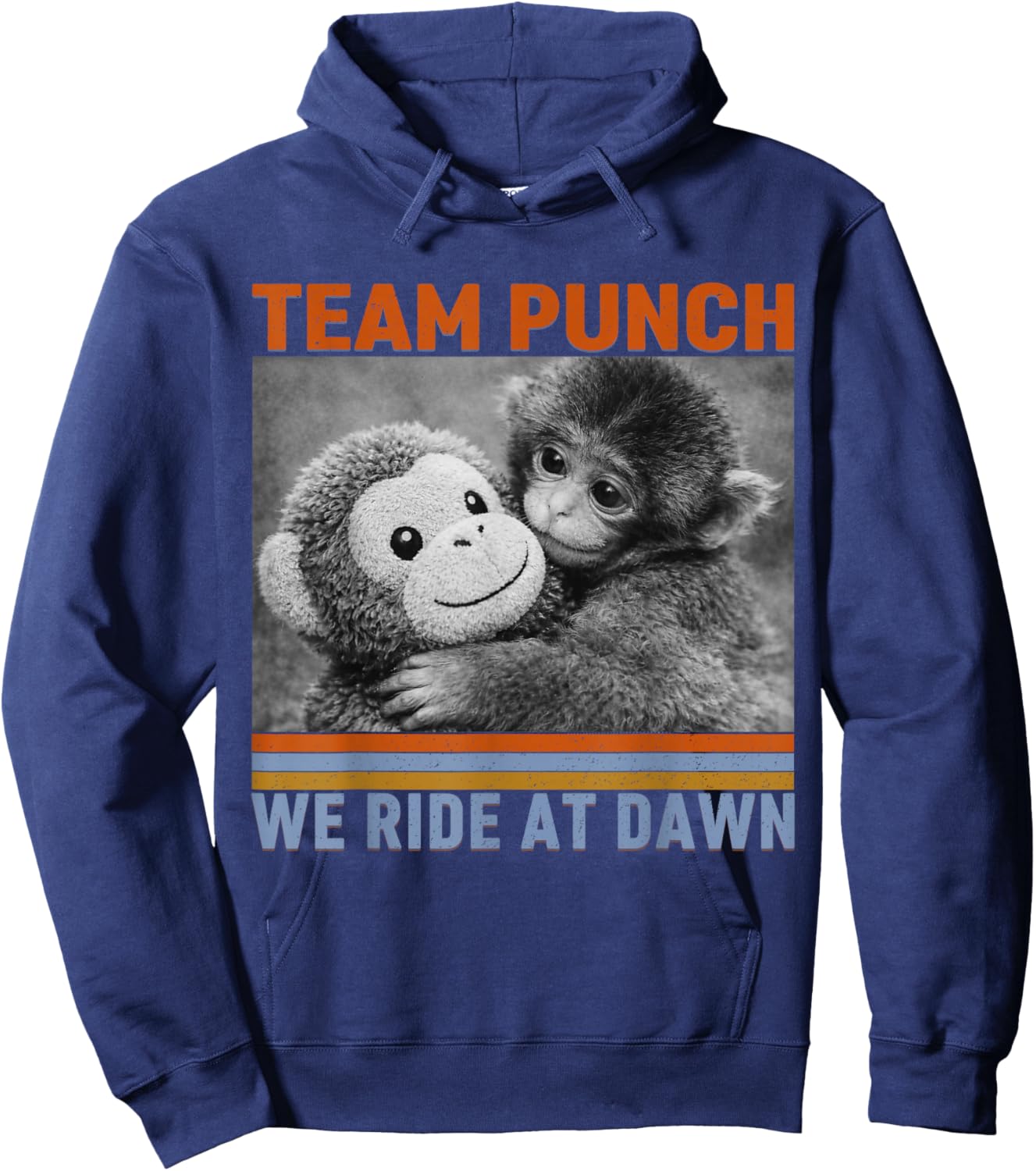 Retro Team Punch Monkey Ride At Dawn Hopecore Hoodie - Hoodie | Navy