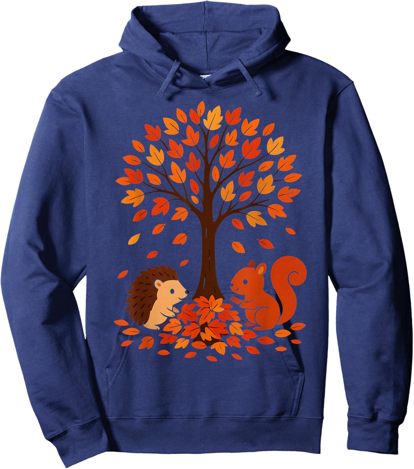 Autumn Fall Leaves Tree Forest Creatures Kids Hoodie - Hoodie | Navy