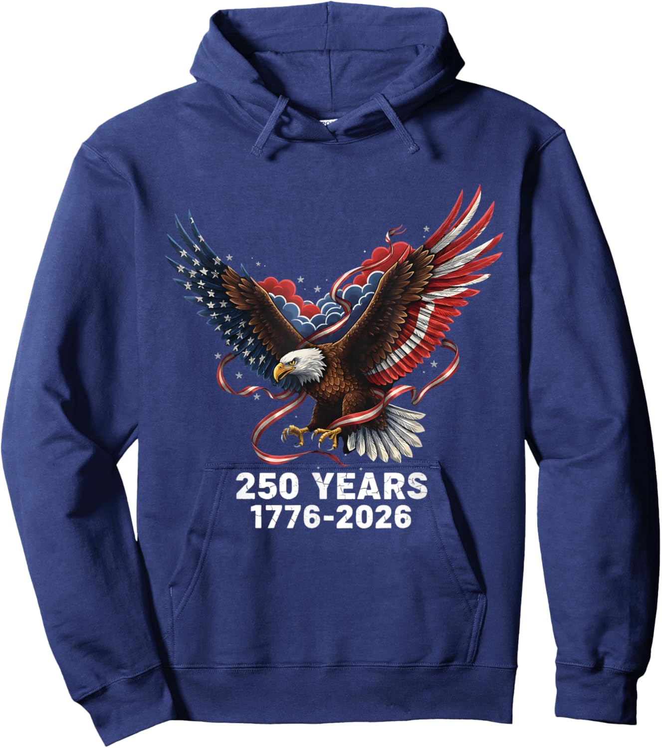 Eagle Flag 250 Years 1776-2026 250th Birthday Hoodie - Hoodie | Navy