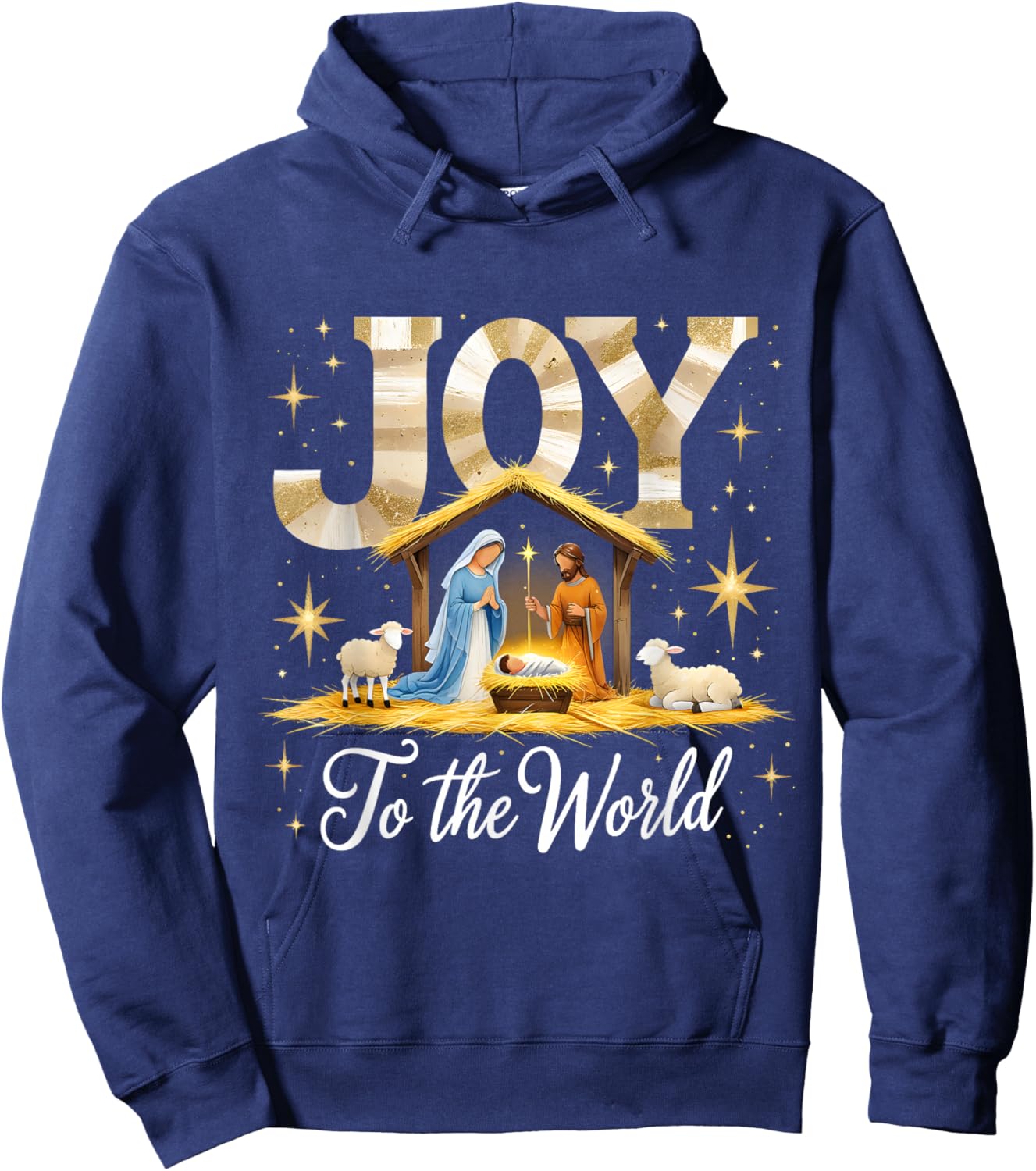 Joy to The World Nativity Scene Christmas Hoodie - Hoodie | Navy