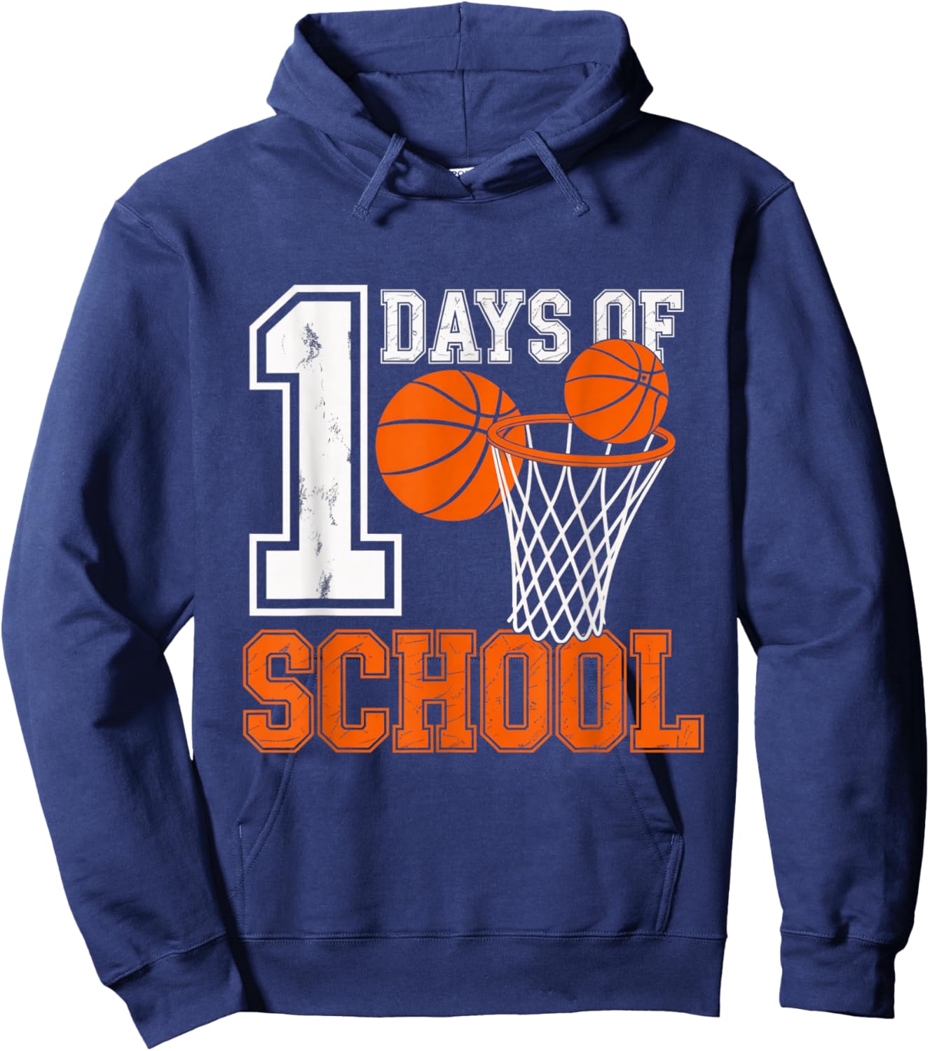 Retro 100 Days School Basketball Kids Hoops Art Hoodie - Hoodie | Navy
