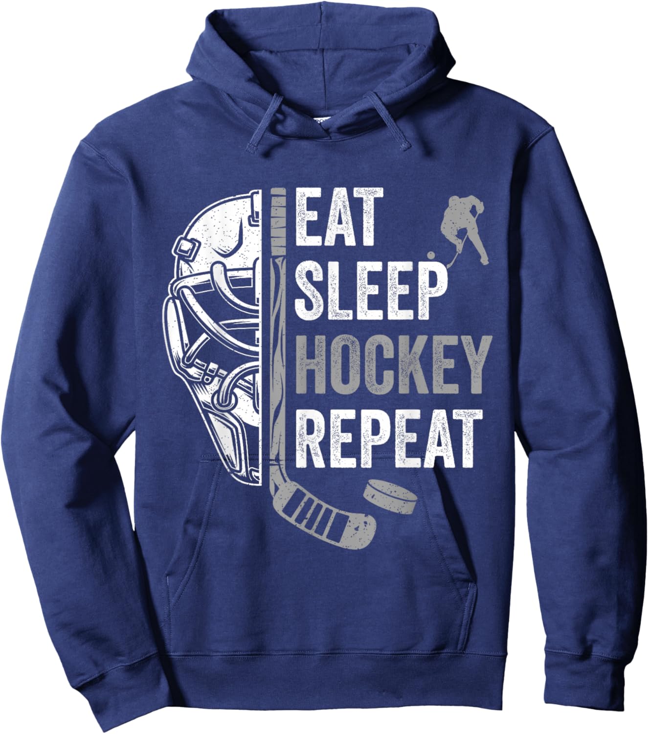 Eat Sleep Hockey Repeat Christmas Funny Hoodie - Hoodie | Navy