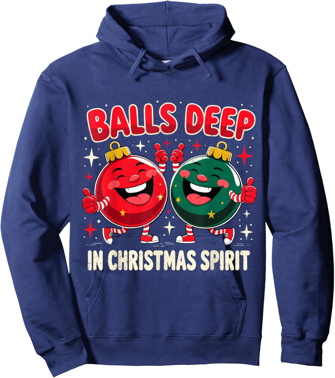 Balls Deep in Christmas Spirit Funny Ornament Hoodie - Hoodie | Navy