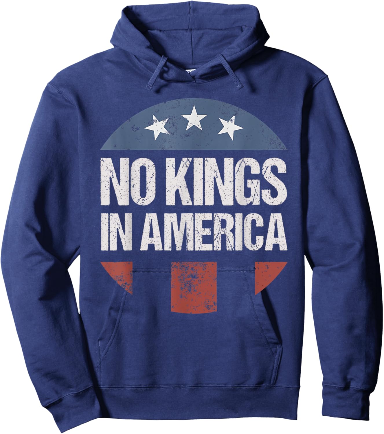 No Kings in America Vintage Patriotic No Kings Hoodie - Hoodie | Navy