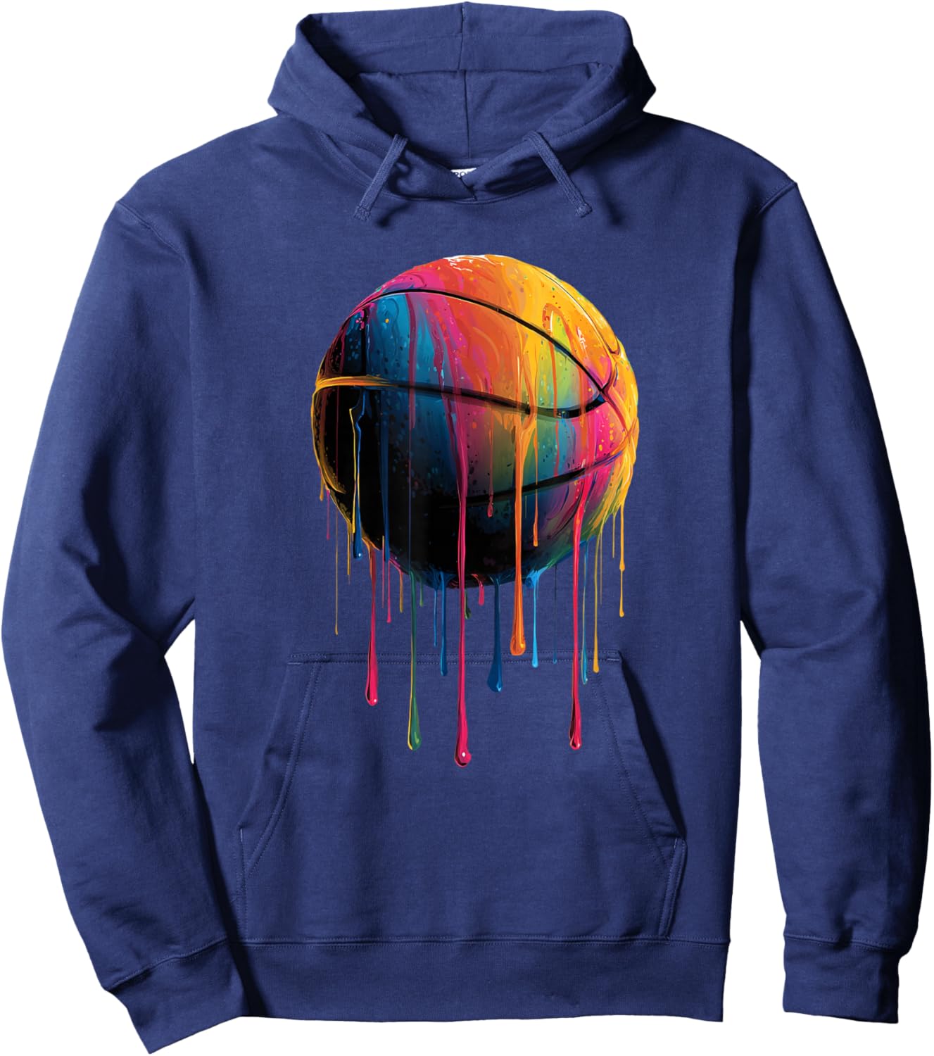 Basketball Colorful Drip Graphic Hoodie - Hoodie | Navy