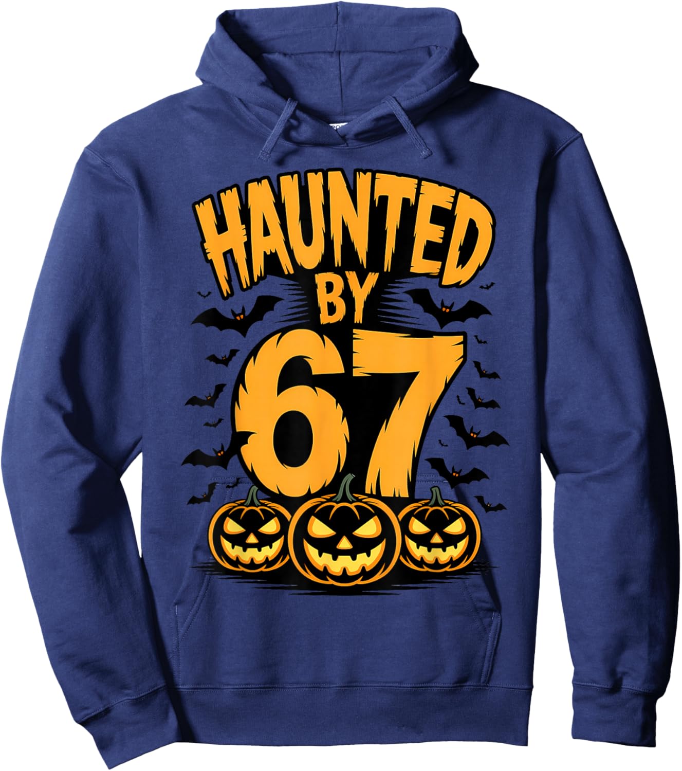 Spooky Haunted by 67 Meme Number Design Hoodie - Hoodie | Navy