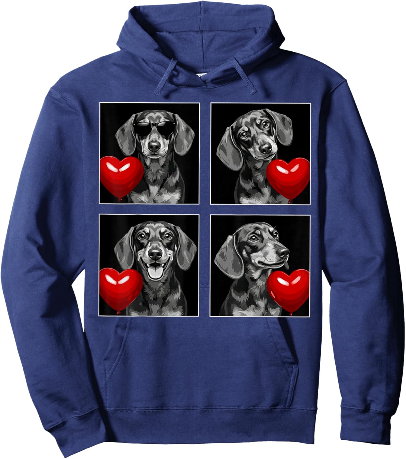 Funny Dachshund Photobooth Dog Lover Valentines Hoodie - Hoodie | Navy