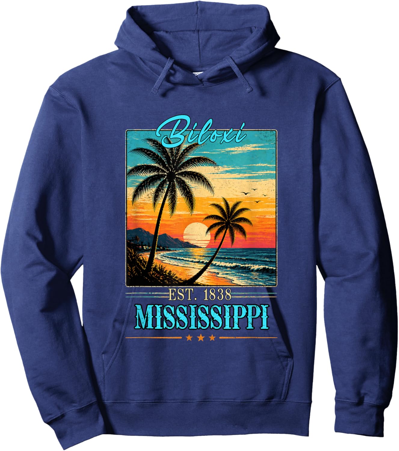 Biloxi Mississippi Sunset Beach Summer 2026 Hoodie - Hoodie | Navy