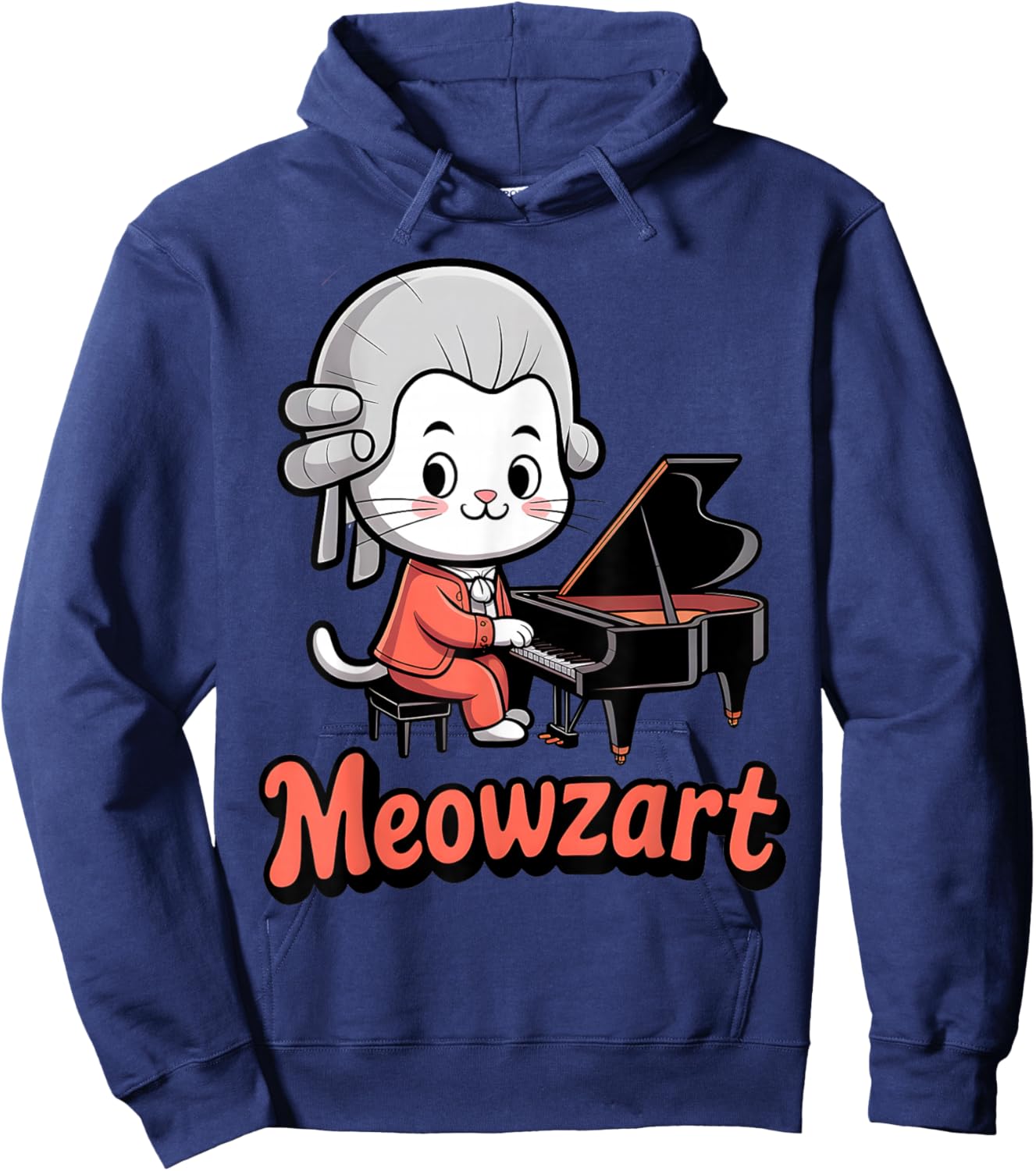 Funny Cat Mozart Meowzart Piano Music Hoodie - Hoodie | Navy