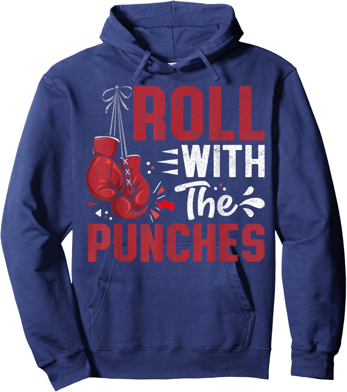 Roll with The Punches Boxing Motivation Quote Hoodie - Hoodie | Navy