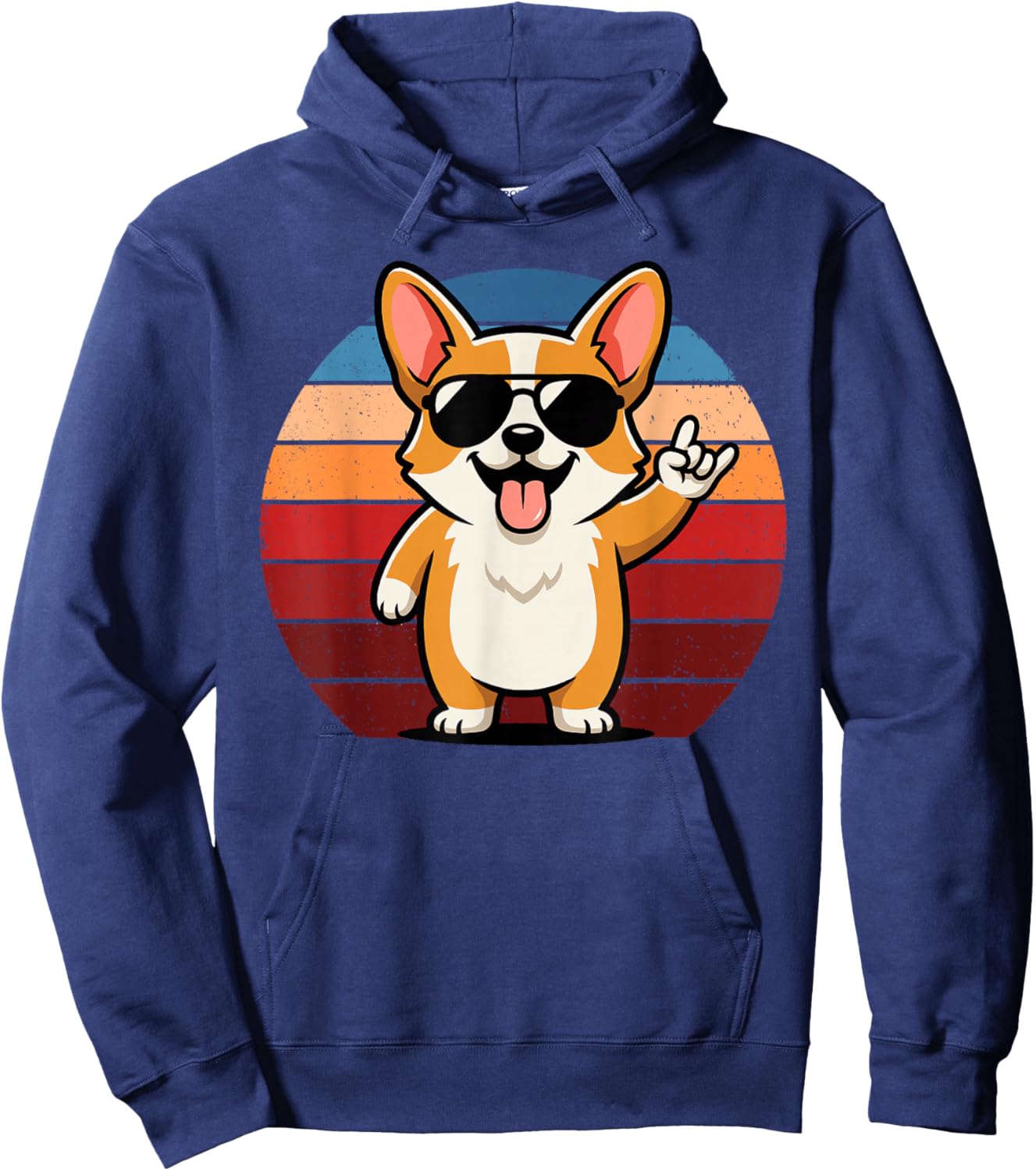 Retro Corgi Dog Mom Dog Dad Funny Corgi Hoodie - Hoodie | Navy