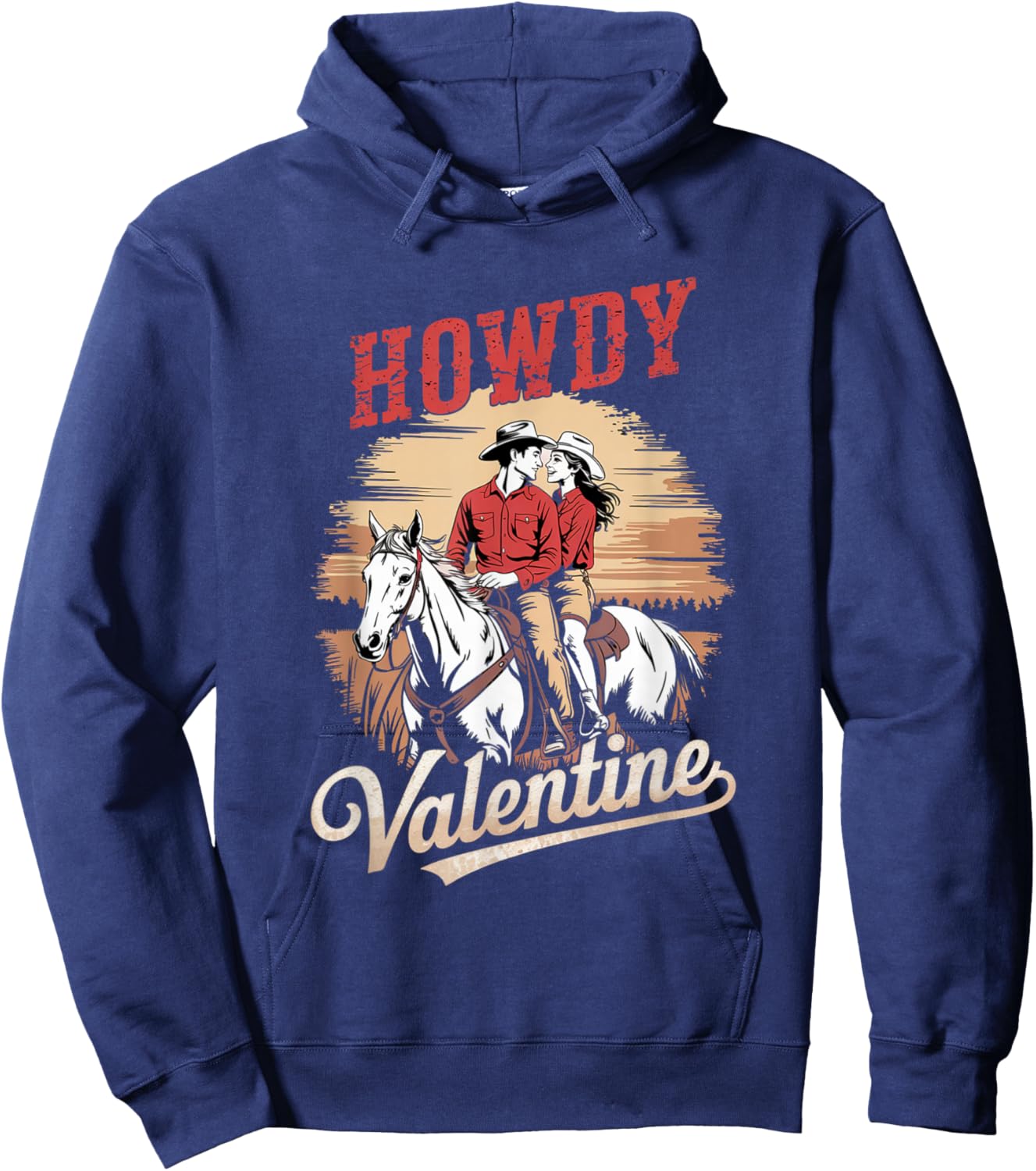Howdy Valentine Retro Western Gifts Couple Love Hoodie - Hoodie | Navy