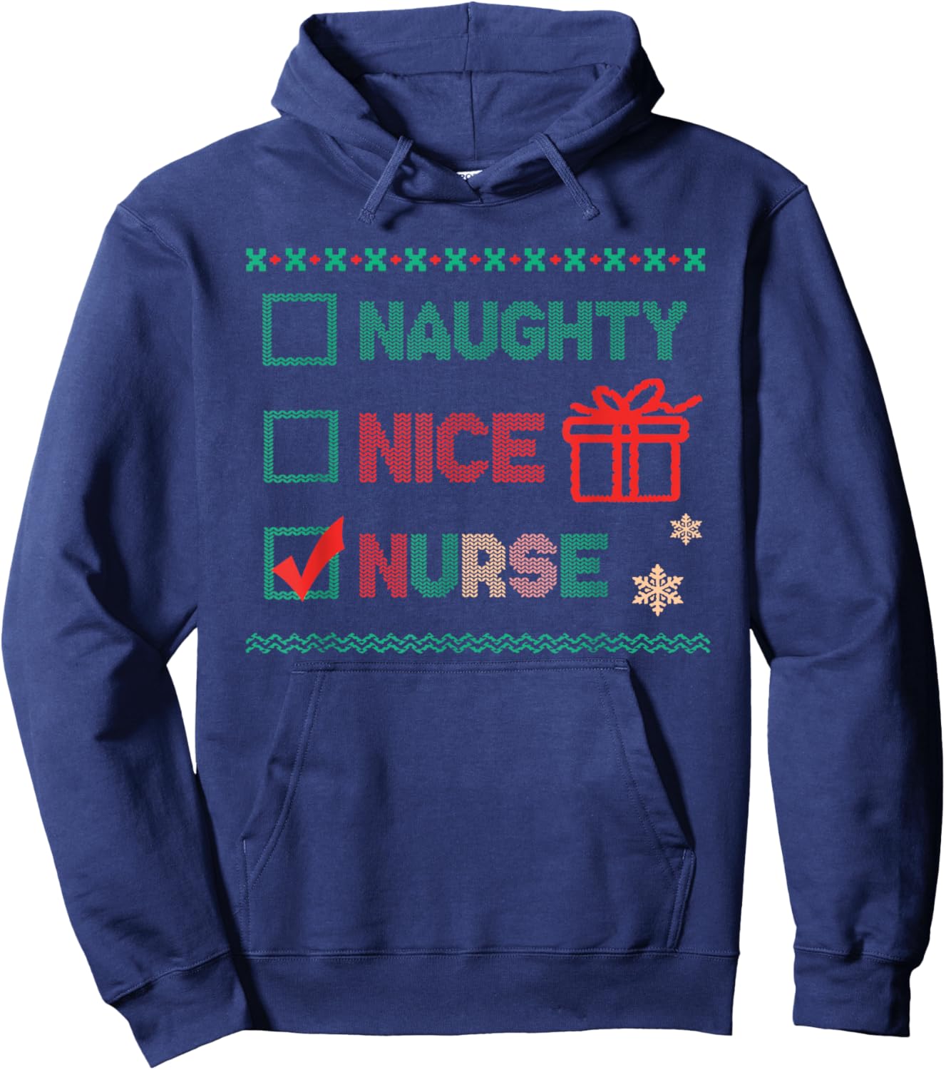 Naughty Nice Nurse Christmas Hoodie - Hoodie | Navy