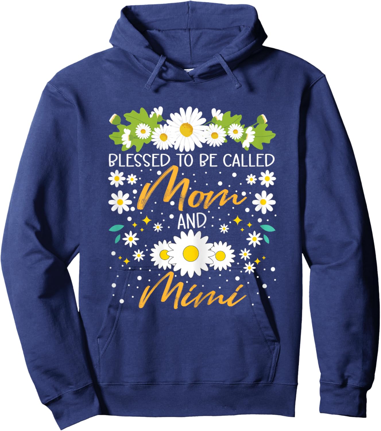 Blessed to Be Called Mom and Mimi Flower Hoodie - Hoodie | Navy