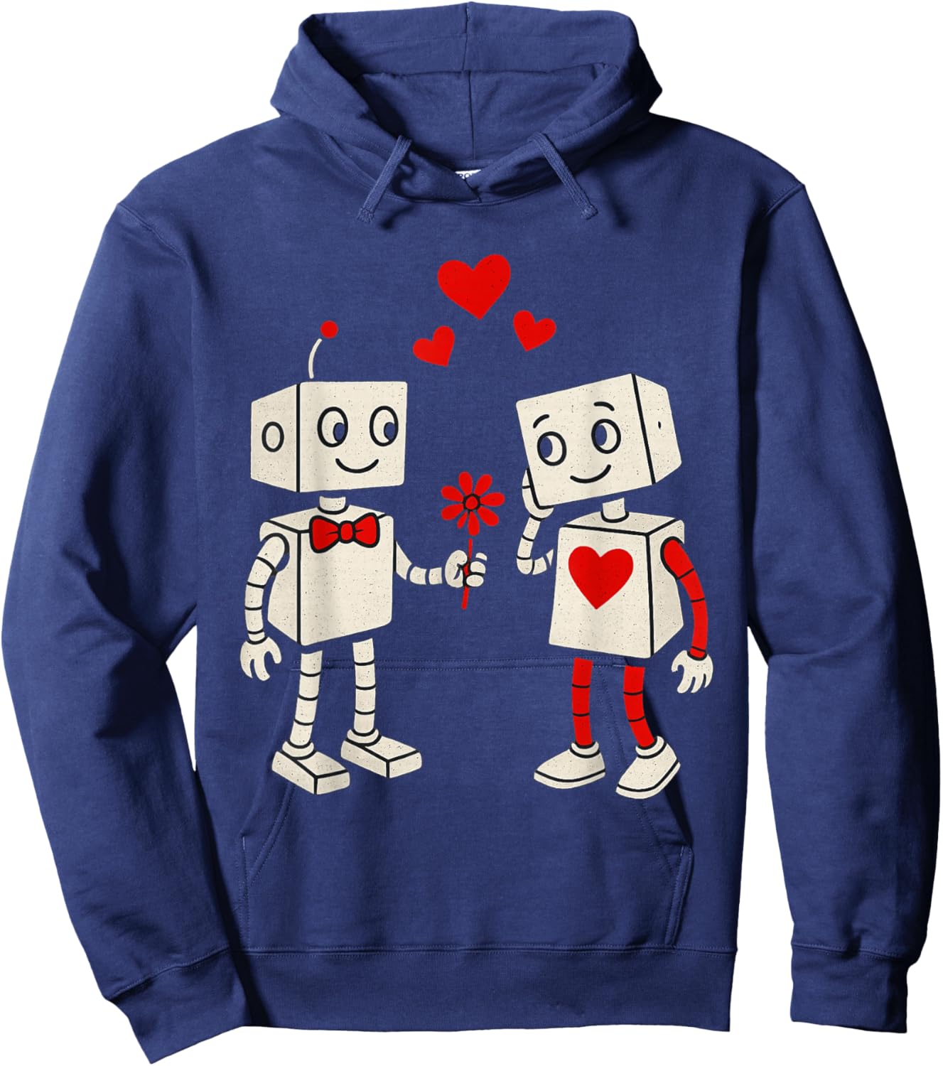Valentines Day Robots Couple Love Story Hoodie - Hoodie | Navy