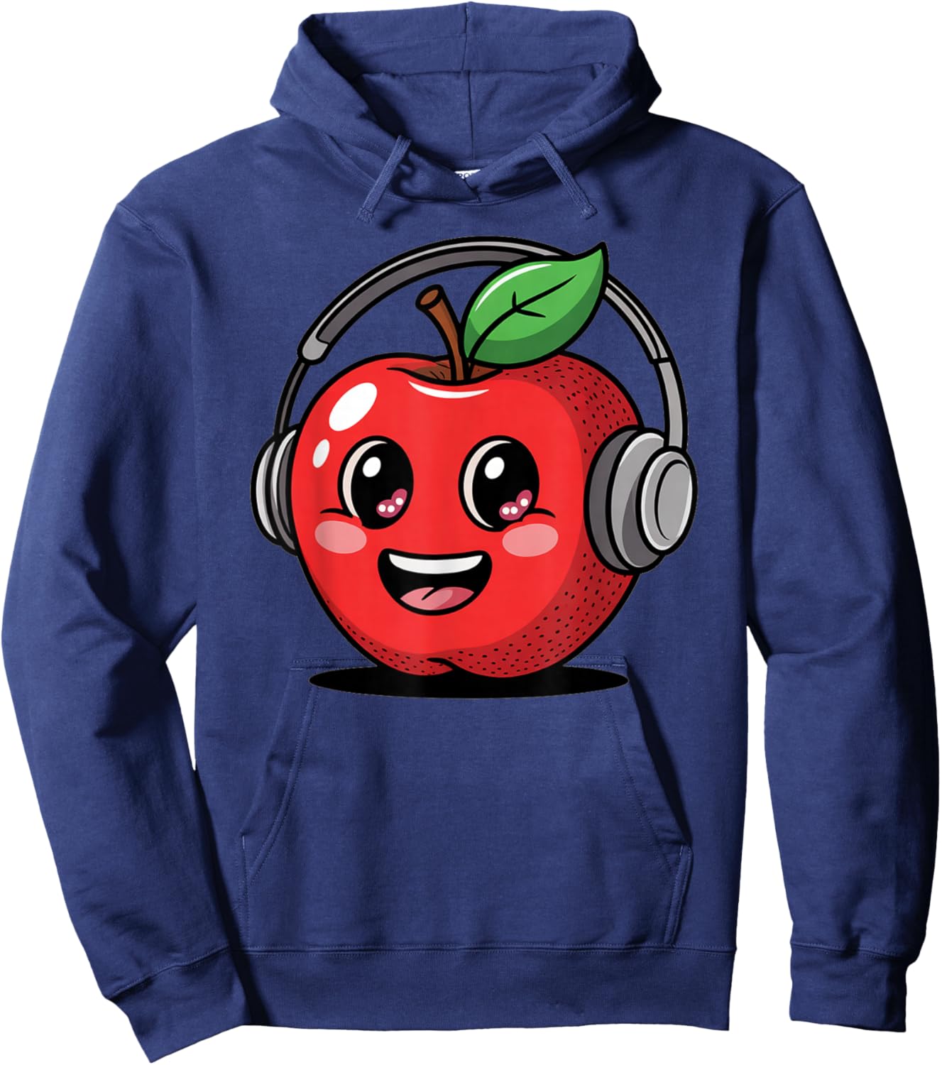 Cool Red Apple with Headphones Boys Girls Hoodie - Hoodie | Navy