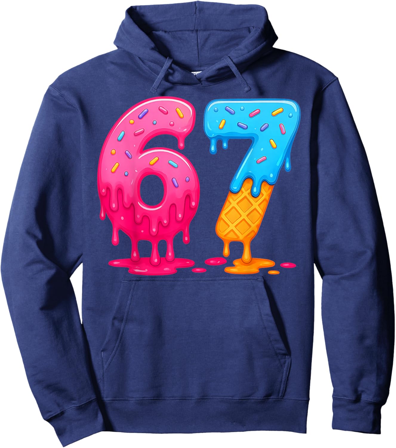 6 7 Meme Six Seven Ice Cream Drip Hoodie - Hoodie | Navy