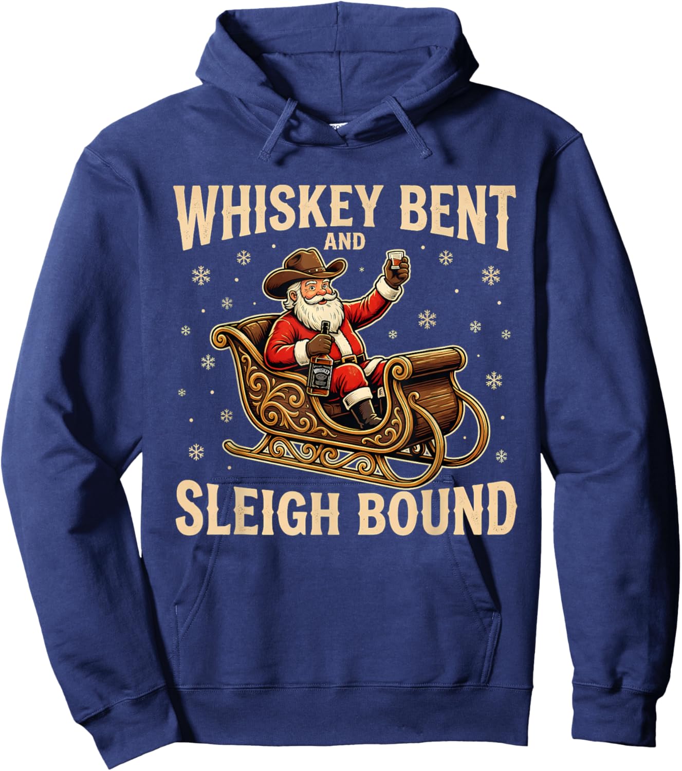 Whiskey Bent and Sleigh Bound Country Santa Hoodie - Hoodie | Navy