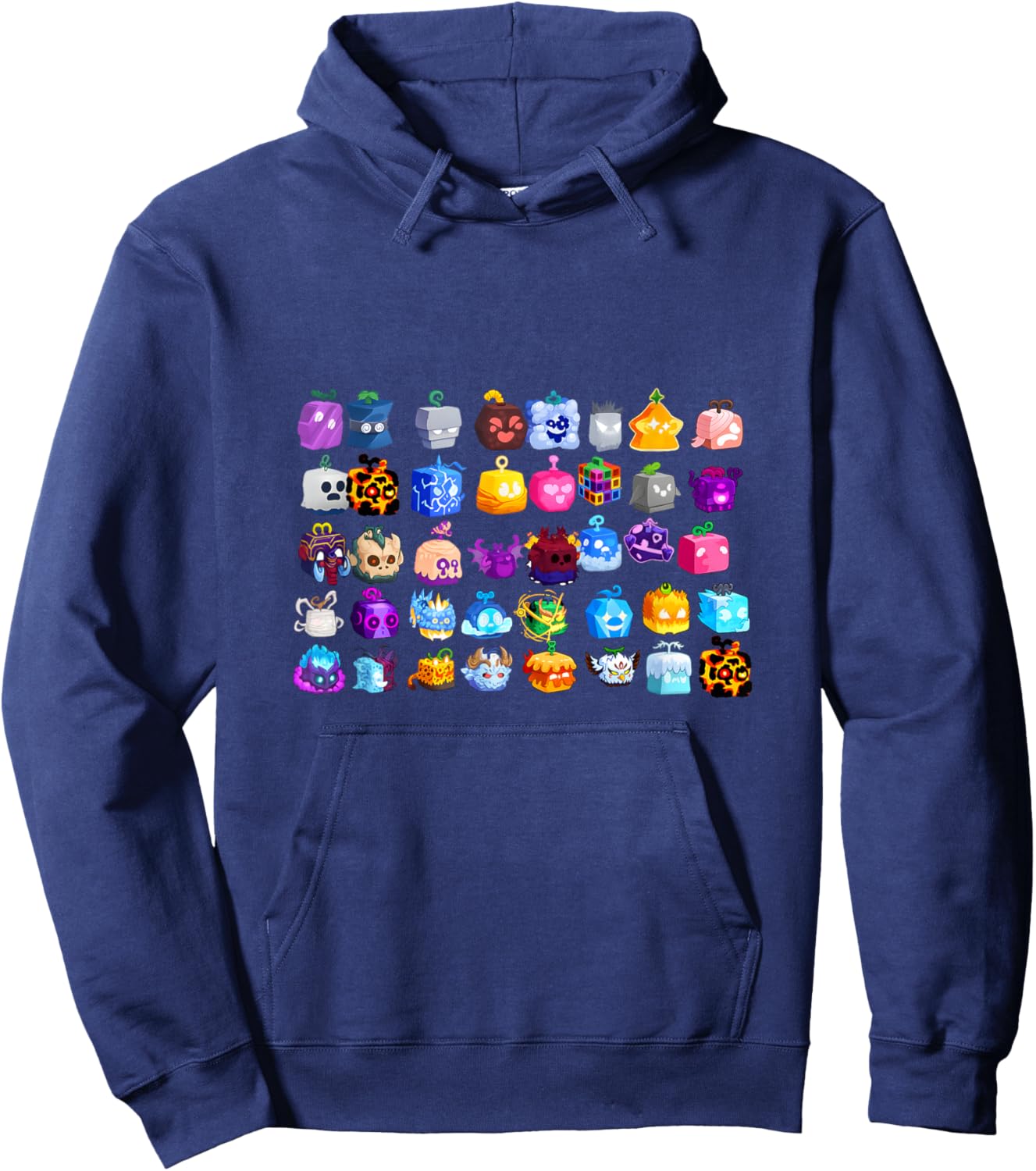 Blox Fruits Every Fruit in The List Hoodie - Hoodie | Navy