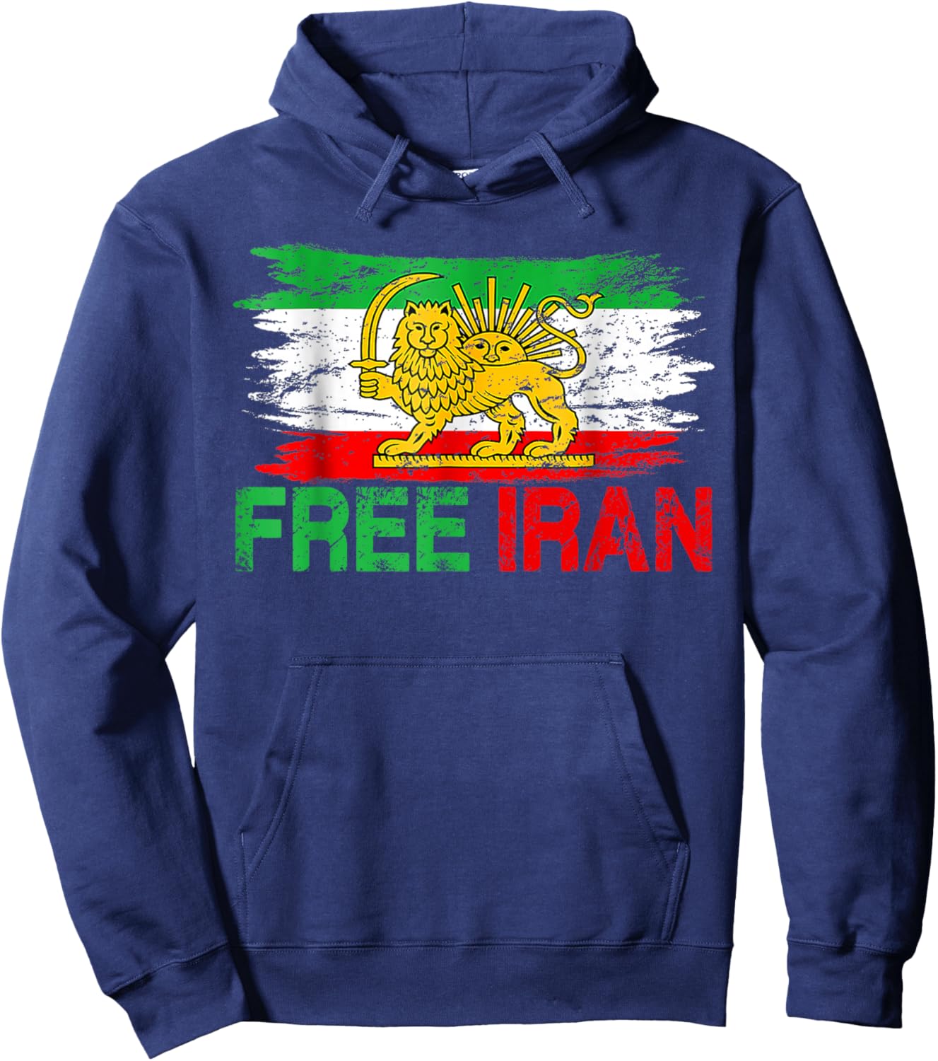 Free Iran T Iranian Flag Lion Hoodie - Hoodie | Navy