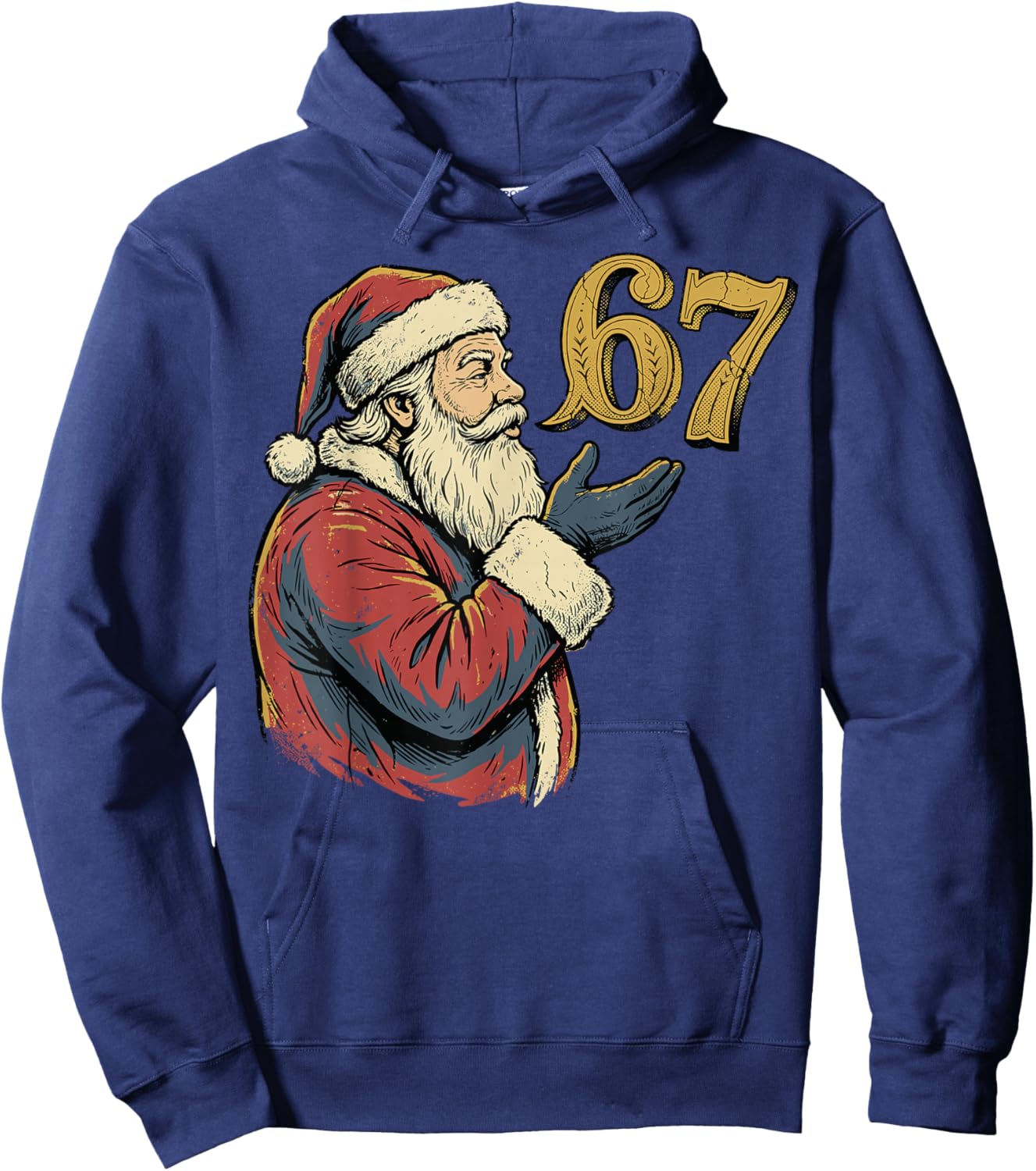 Santa 67 Number Funny Christmas Meme Pose Hoodie - Hoodie | Navy