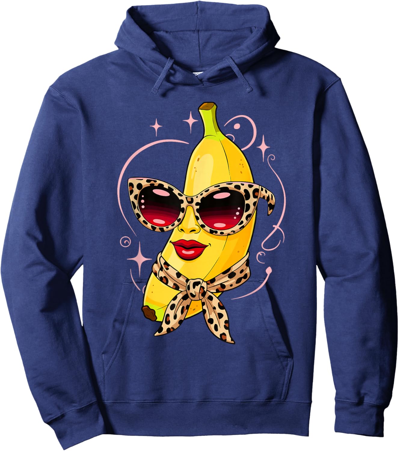 Sassy Banana with Leopard Sunglasses & Scarf Hoodie - Hoodie | Navy