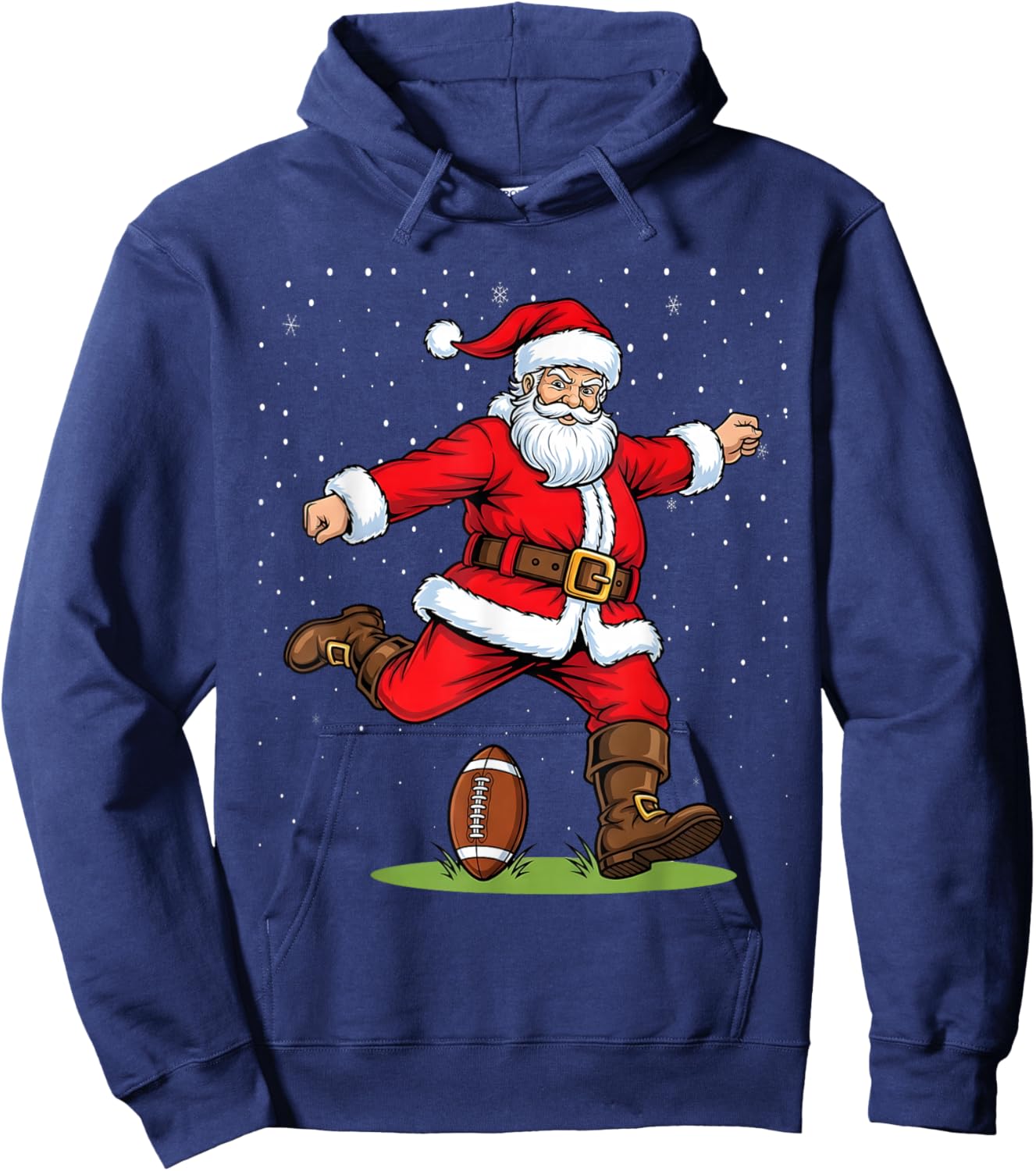 Funny Santa Football Christmas Hoodie - Hoodie | Navy