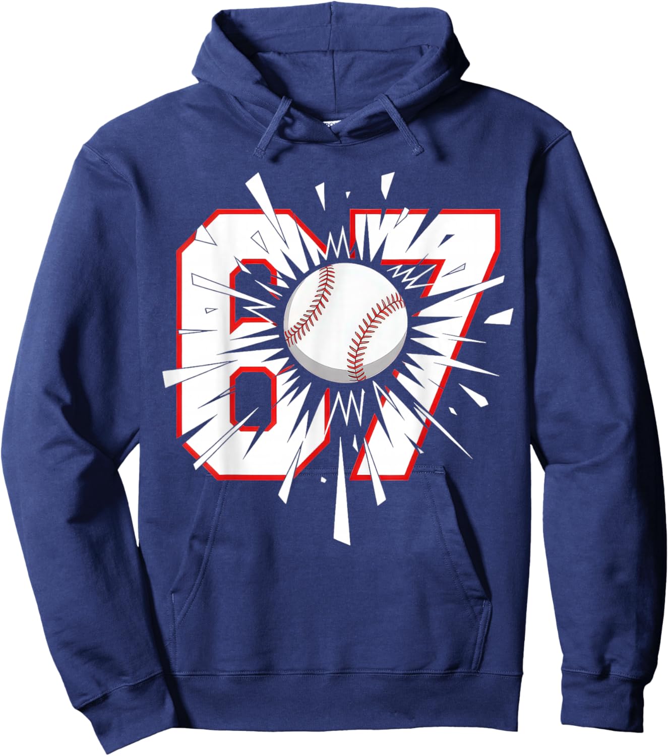 67 Baseball Six Seven 6 7 Meme 6-7 Hoodie - Hoodie | Navy