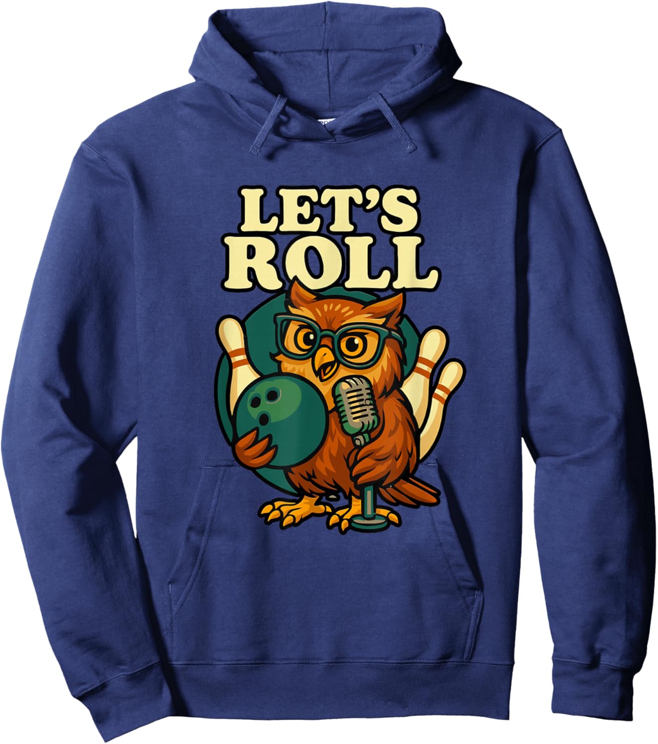 Funny Bowling Owl Let's Roll Design Hoodie - Hoodie | Navy