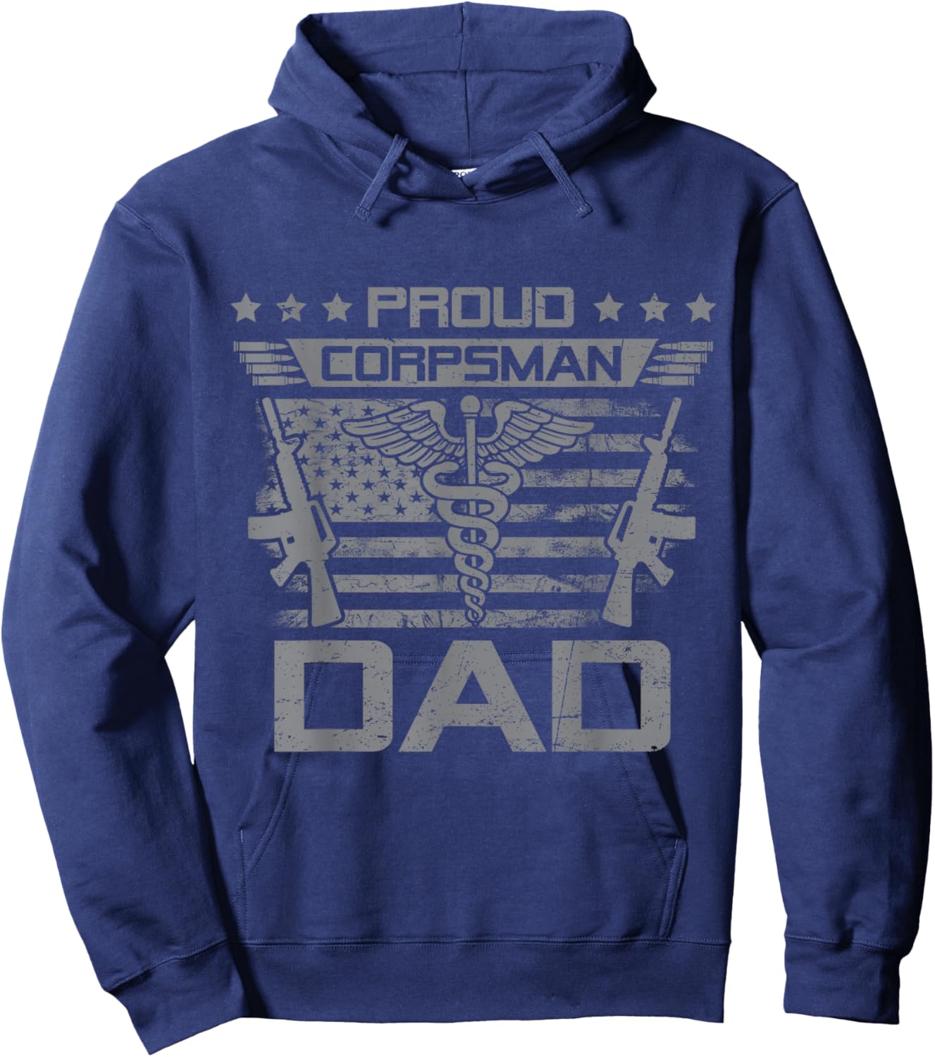 Proud Corpsman Dad Flag USA Family Matching Hoodie - Hoodie | Navy